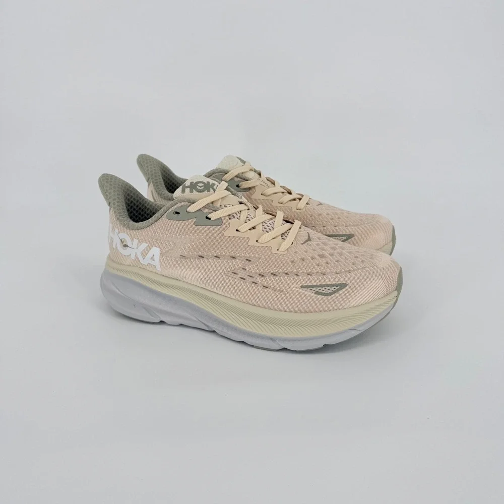 Hoka Clifton 9 Running Shoes Womens 9 Mens 8 Oat Milk Barley Athletic Gorpcore